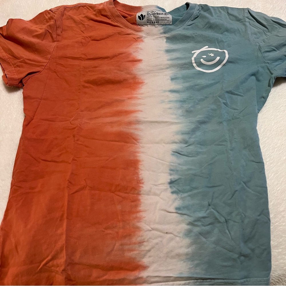 dutch bros split tie dye shirt